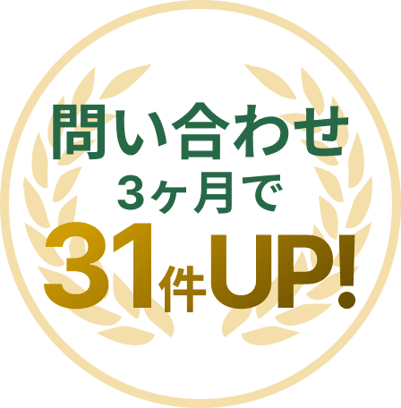 問い合わせ3ヶ月で31件アップ